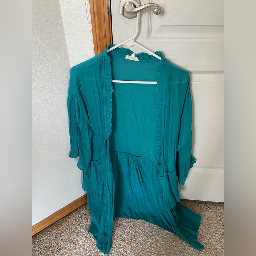 Teal mesh cardigan